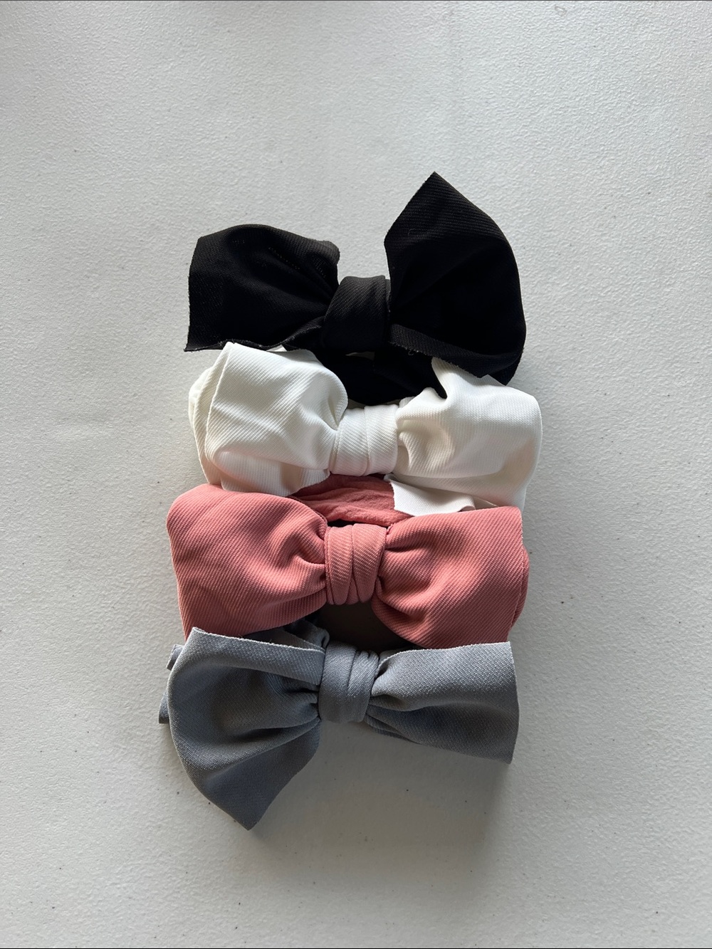 Classic Kids Ribbon Bow Set — Black, White, Dusty Pink & Light Gray